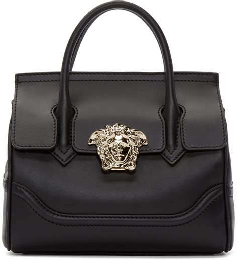 versace 13 bag black|Versace black leather bag.